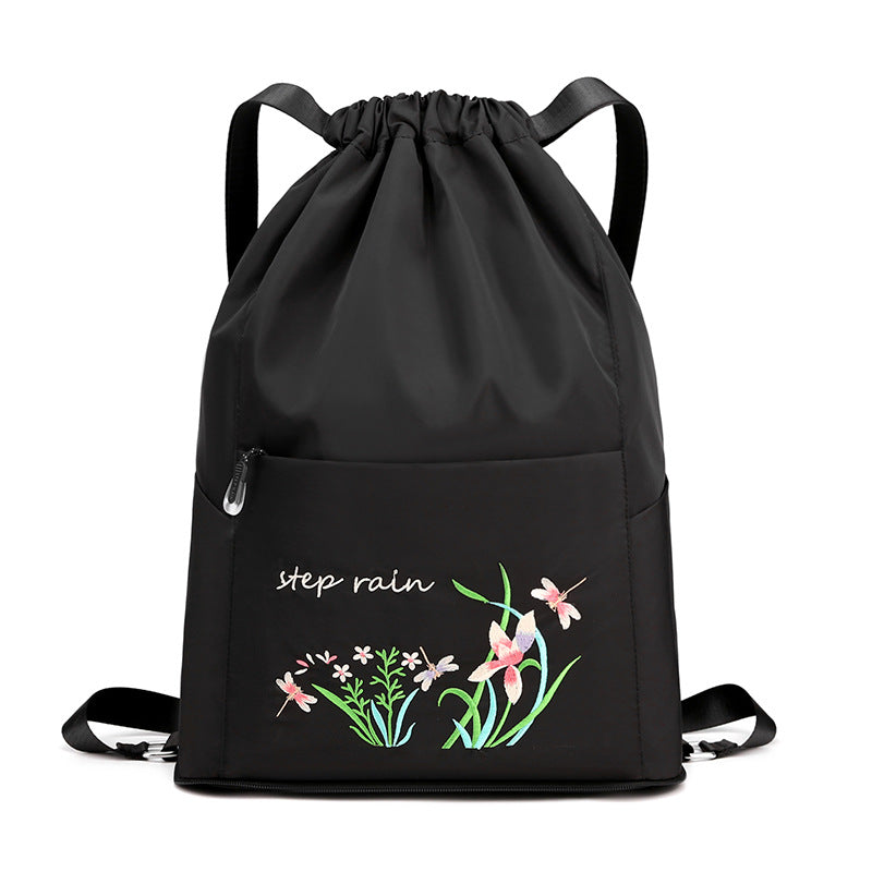 Einfacher tragbarer bestickter multifunktionaler Rucksack mit Kordelzug