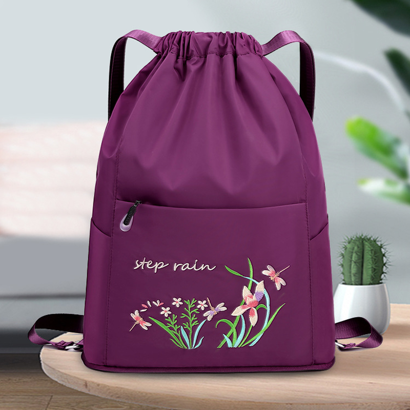 Einfacher tragbarer bestickter multifunktionaler Rucksack mit Kordelzug