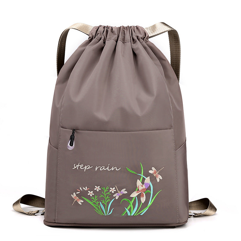 Einfacher tragbarer bestickter multifunktionaler Rucksack mit Kordelzug